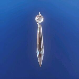 Clear Multi Faceted Crystal Glass Lamp Chandelier 3-3/4" Spear Prism Antique